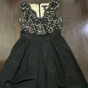 White House Black Market Black and Cream Dress